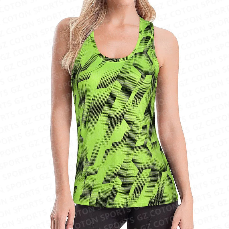 OEM Custom Printing Women's Quick Dry Racer Back Running Singlet Lightweight Seamless Summer Running Vest Sleeveless Shirt
