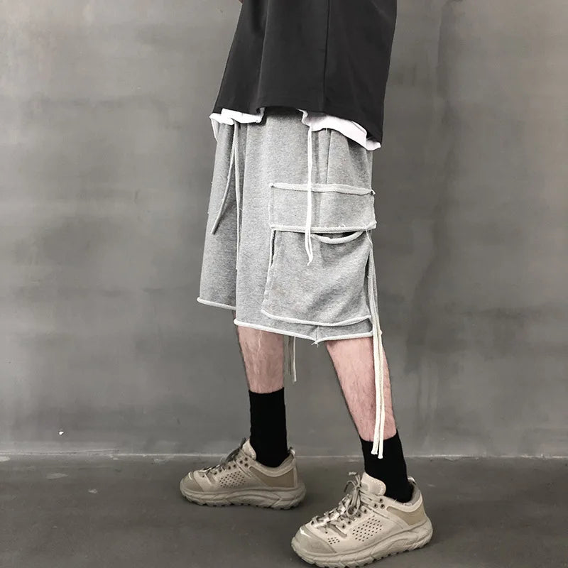 Rainbow Spray Oversized Hip Hop Cargo Pants Shorts Man