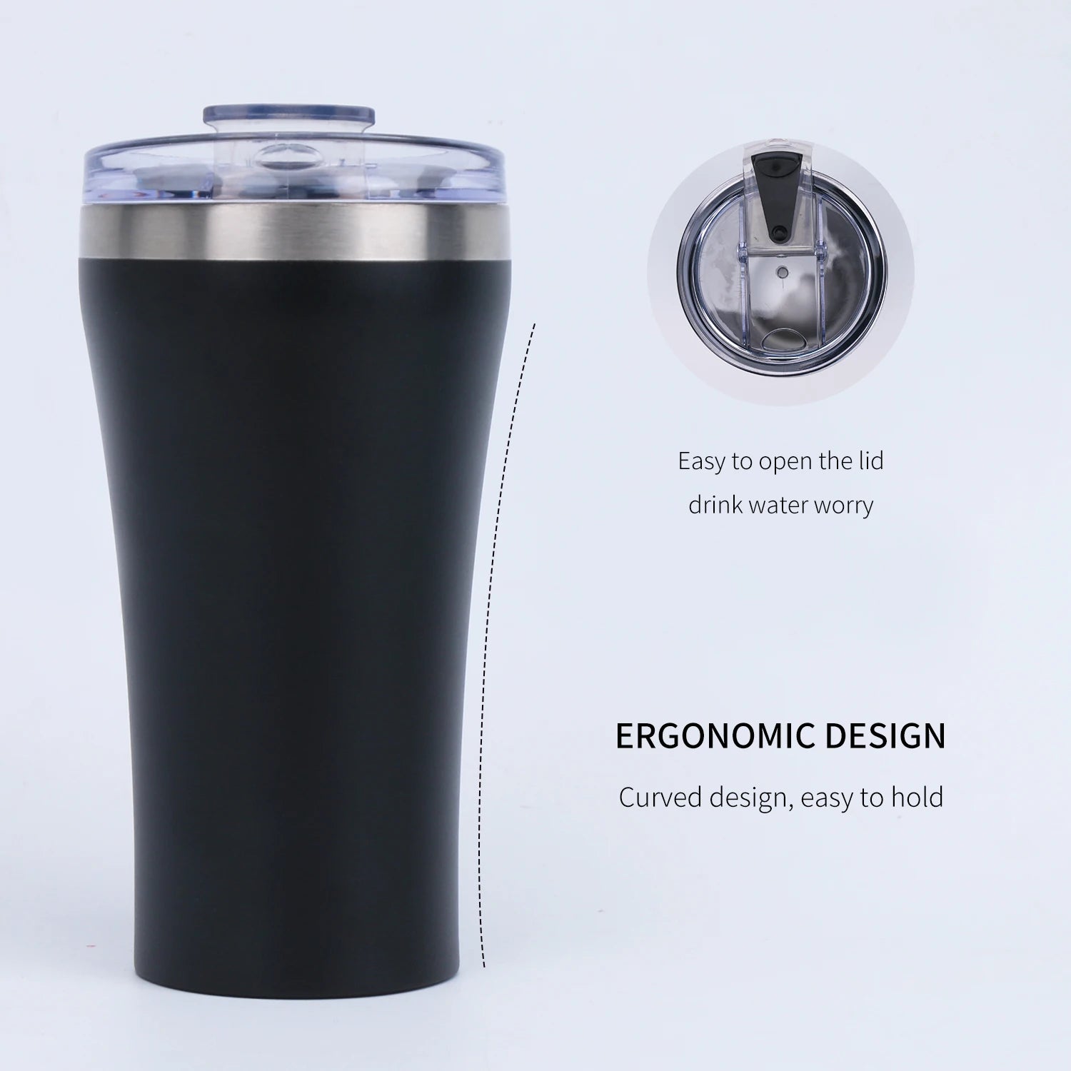 12Oz Thermos Coffee Mug Double Layer Vacuum Insulated Tumbler with Leakproof Lid Water Bottle for Sports Gym and Office Use