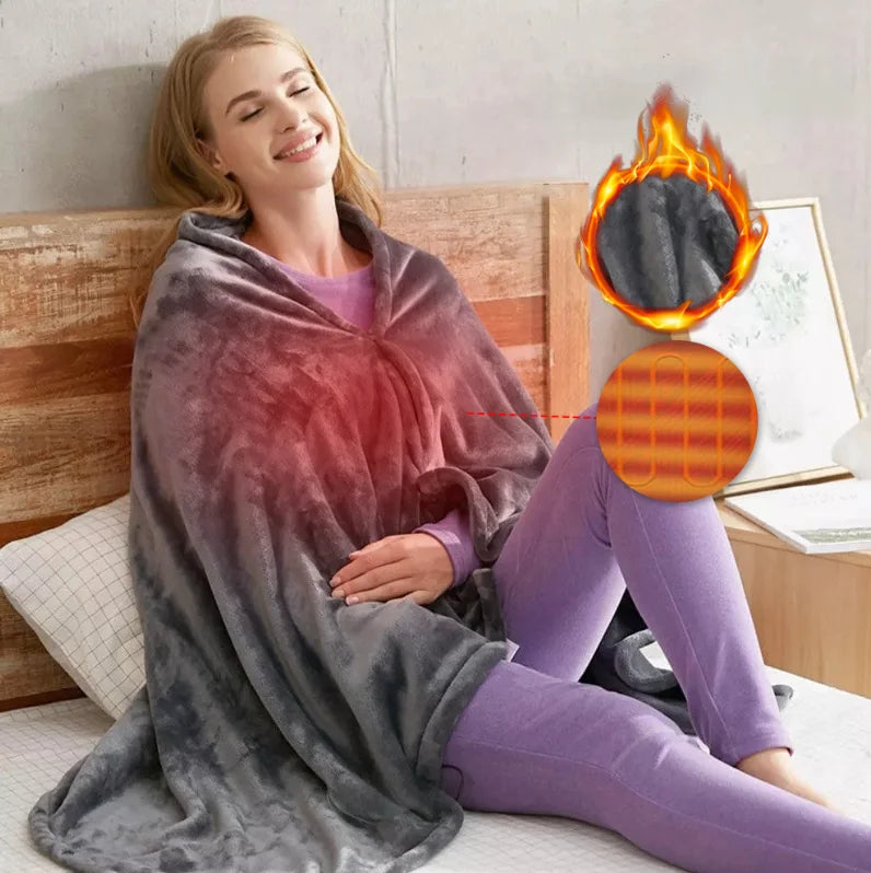 Wholesale Portable 9 Zones Electric Heating Blanket Shawl Washable Usb Battery Electric Heated Blanket