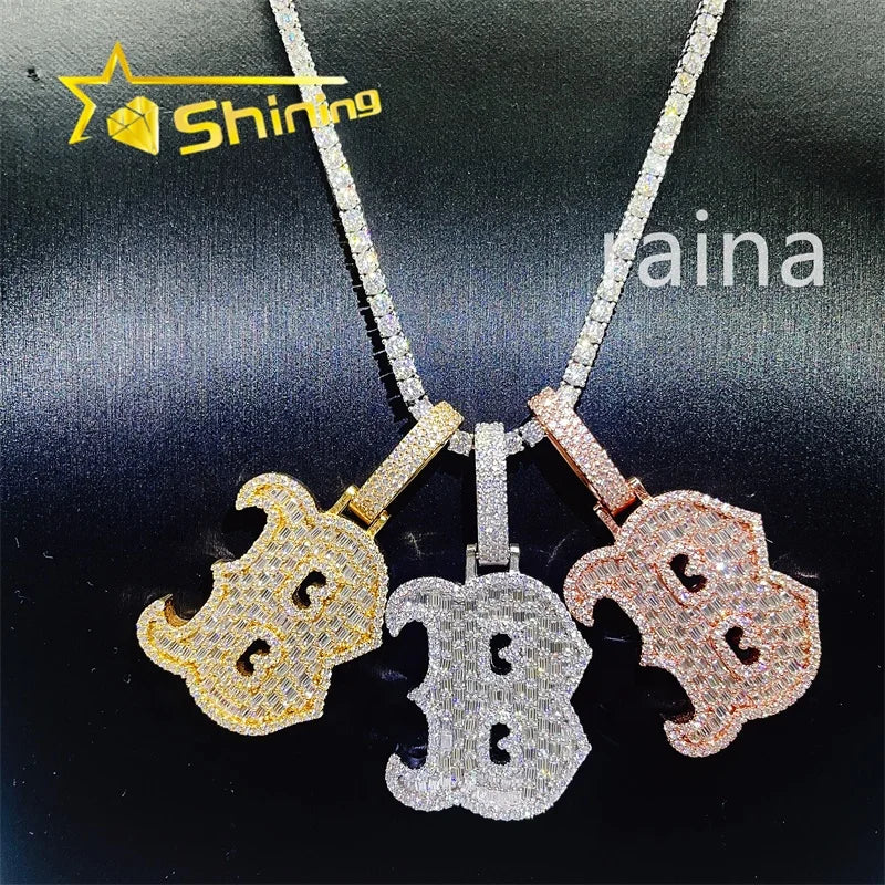 Fashion Jewelry 925 Sterling Silver Charms Vvs Moissanite Custom Letter Pendant