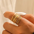 Beimai OEM  Ring Multi-layer Line Twisted Oil Dripping Stainless Steel Waterproof Opening Adjustable Ring