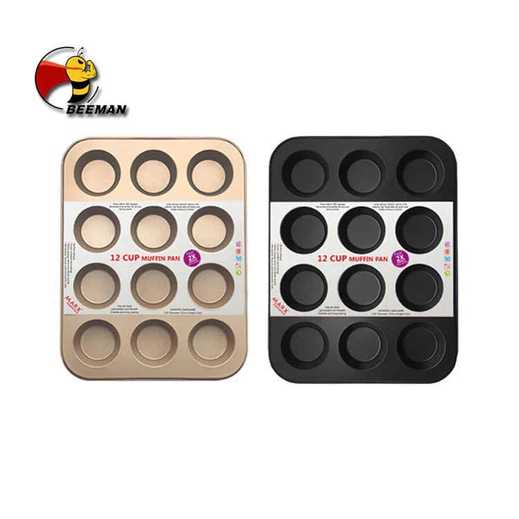 Beeman Wholesale Baking Suppliers Carbon Steel 12 Cup Muffin Mold Pan