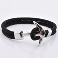 Sailor Popular Nautical Black Milan Rope Men Steel Anchor Viking Bracelet