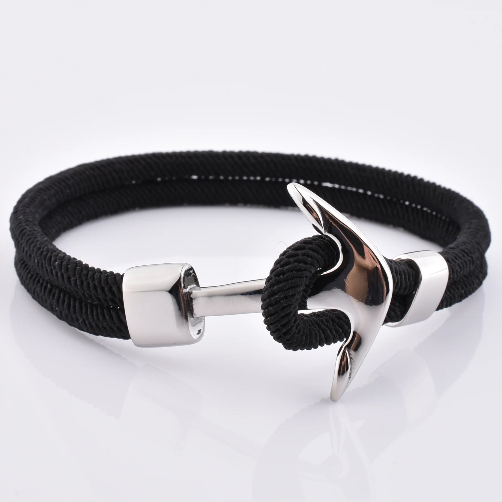 Sailor Popular Nautical Black Milan Rope Men Steel Anchor Viking Bracelet
