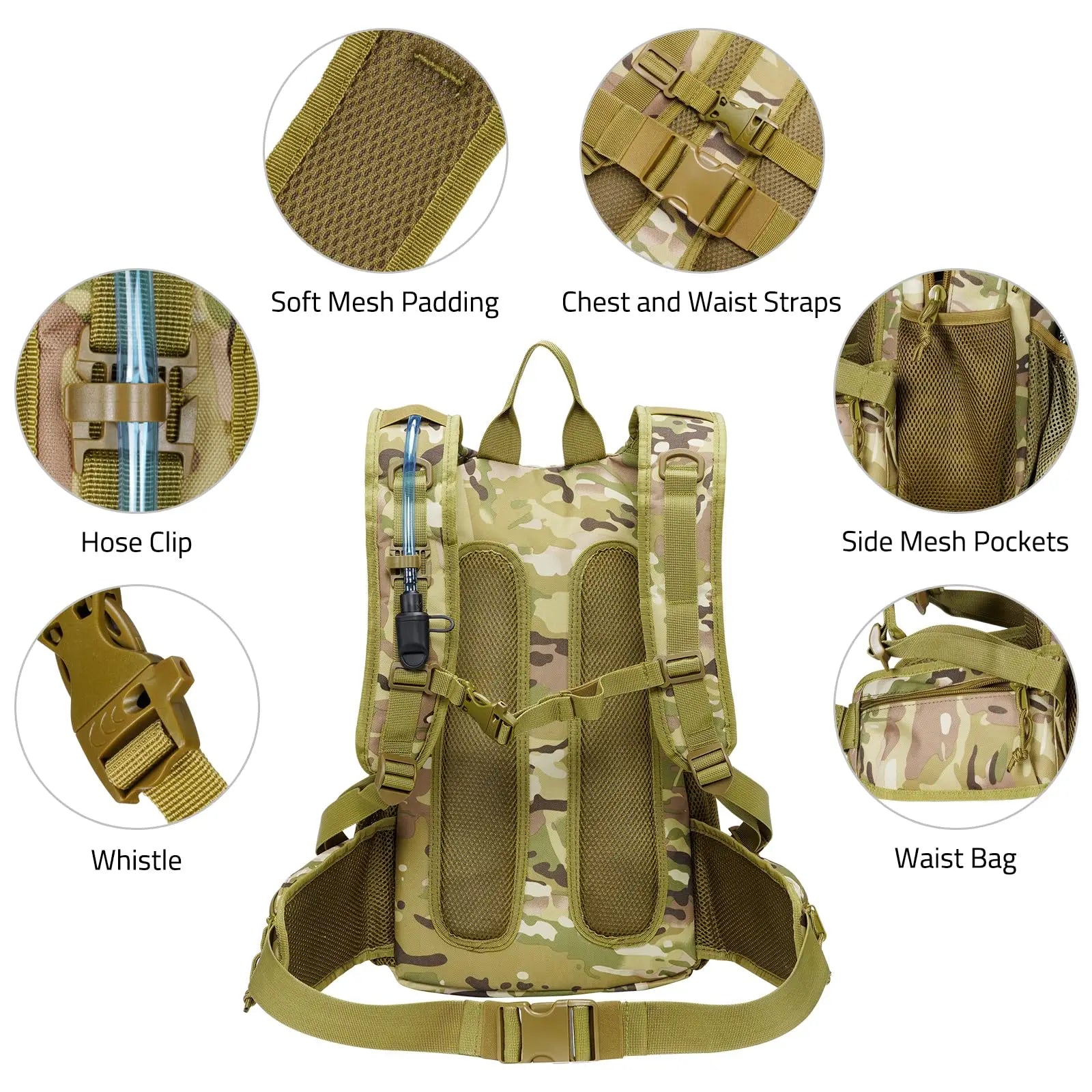 Best Camo Camouflage Waterproof Lightweight Small Tactical Daypack for Hiking Cycling Rock Climbing with Water Bladder
