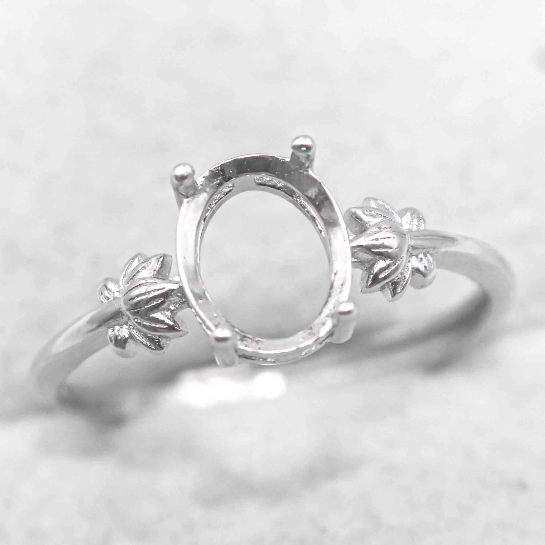 Sterling Silver 7*9mm Semi Mount Ring Empty Frame Blank Support Claw Setting S925 Base Holder Without Center Stone for DIY Inlay