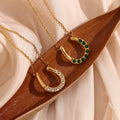 Minimalist Stainless Steel 18K Gold PVD Plated U Shape Zircon Pendant Hammered Horseshoe Necklace Fashion Jewelry Necklace