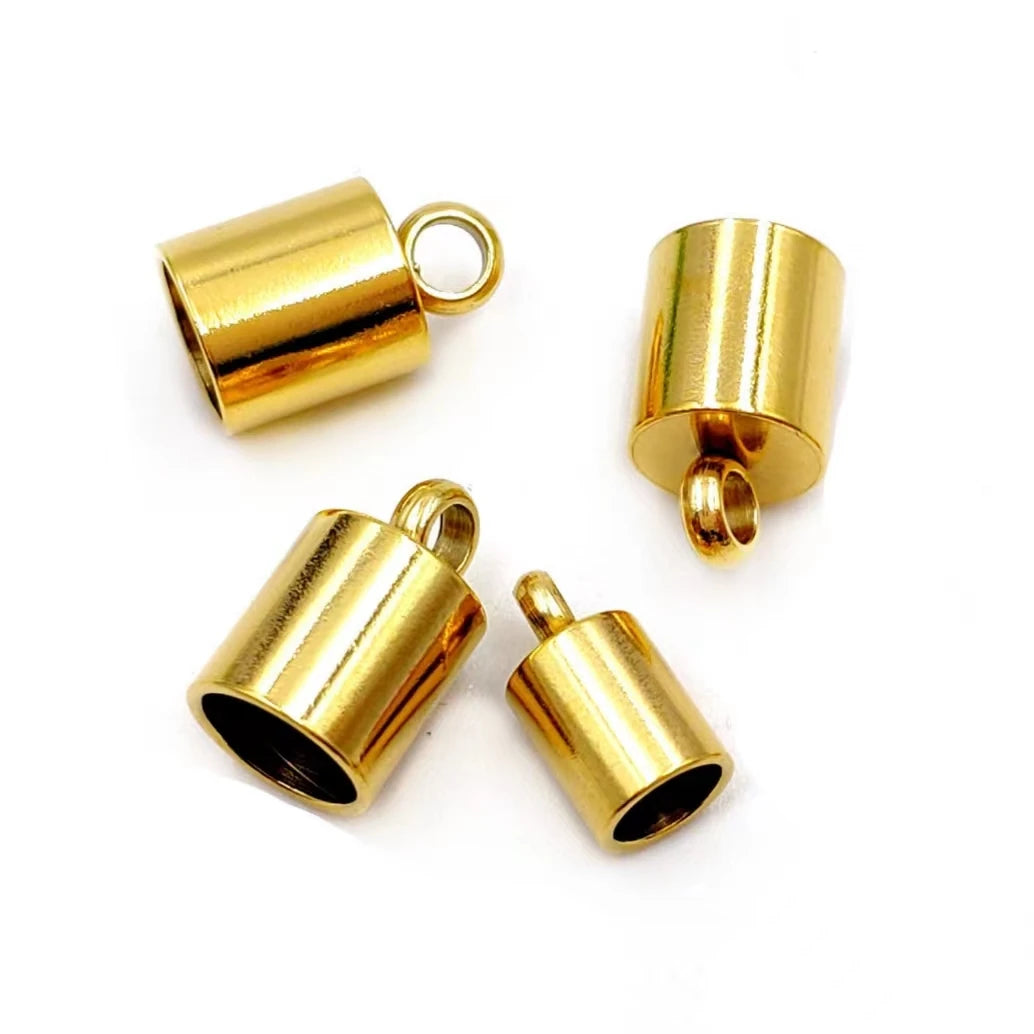 Luxury Classic Gold Crimp End Barrel with Loop for 2mm Beading Cord Wire & Thread for Jewelry Making Bag Accessories