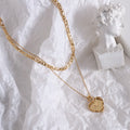 Dainty ladies women two layers stainless steel necklace heart charm 18k gold plated pendant charm