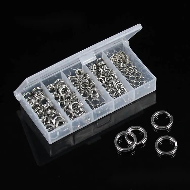 200pcs/box Stainless Steel Connection Ring Fishing Hook Connector Solid Stainless Steel Snap Split Ring