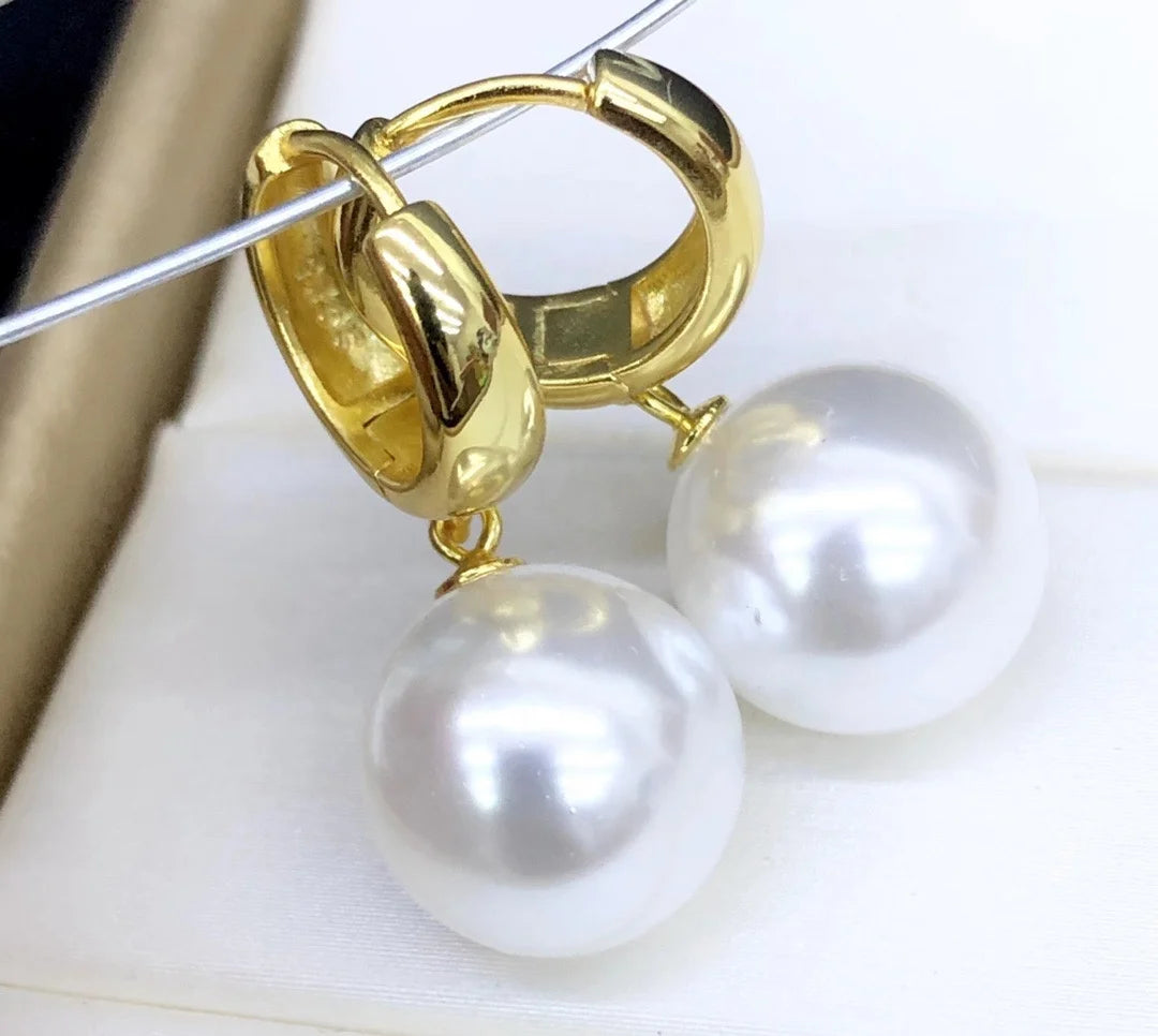 E1951 11-12mm DIY Natural Freshwater Pearl Charm Earrings Mounting Accessory 925 Sterling Silver Gold Plated  Jewelry for Women