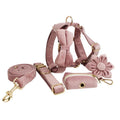 Light Purple Pink Cloth Dog Collar Padded Breathable Durable Fashion Style Leash Set for Dogs