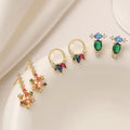 Fashion Luxury Diamond Setting Round Geometric Stud Earrings Irregular Sun Flower Zircon Earrings for Women