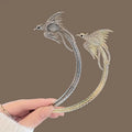 Meniscus Opal Phoenix Hair Stick Hairpin Chinese Hair Stick Tiara Chopstick for Women Moon Shaped Hair Clasp Tiaras Jewelry