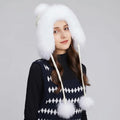 Factory Winter Wool Knit Fox Raccoon Fur Hats Fur Pompom Ear Flap Beanie Fleece Lining Bomber Hat Ushanka Trapper Snow Ski Hat