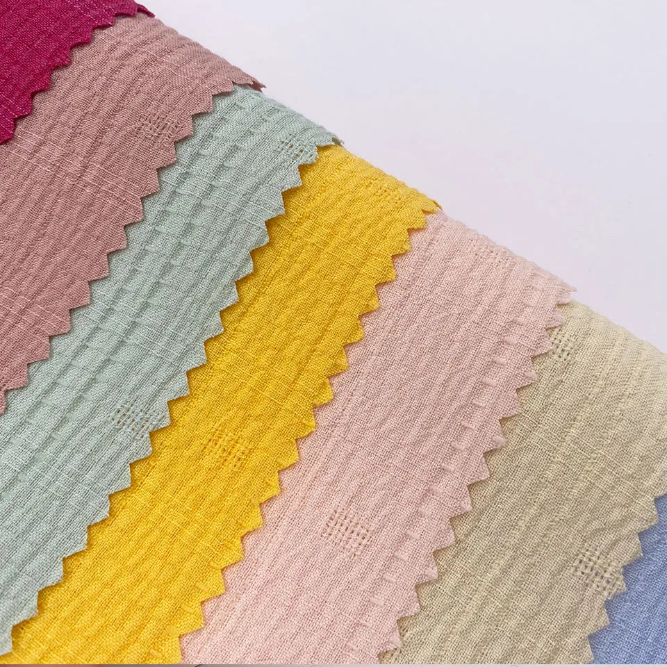 Own Factory Price Customized Manufacturer Pure Dyed Soft Dobby Crepe 78% Polyester 20% Rayon 2% Spandex Fabric