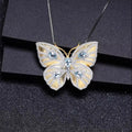 Abiding Luxury Elegant Jewelry 925 Sterling Silver Diffussion Sapphire Topaz Gold Plated Butterfly Brooch Pin Pendant for Women