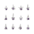 Small Amethyst Zodiac Charms 925 Sterling Silver Amethyst 12 Zodiac Pendant for DIY Necklace Jewelry Making