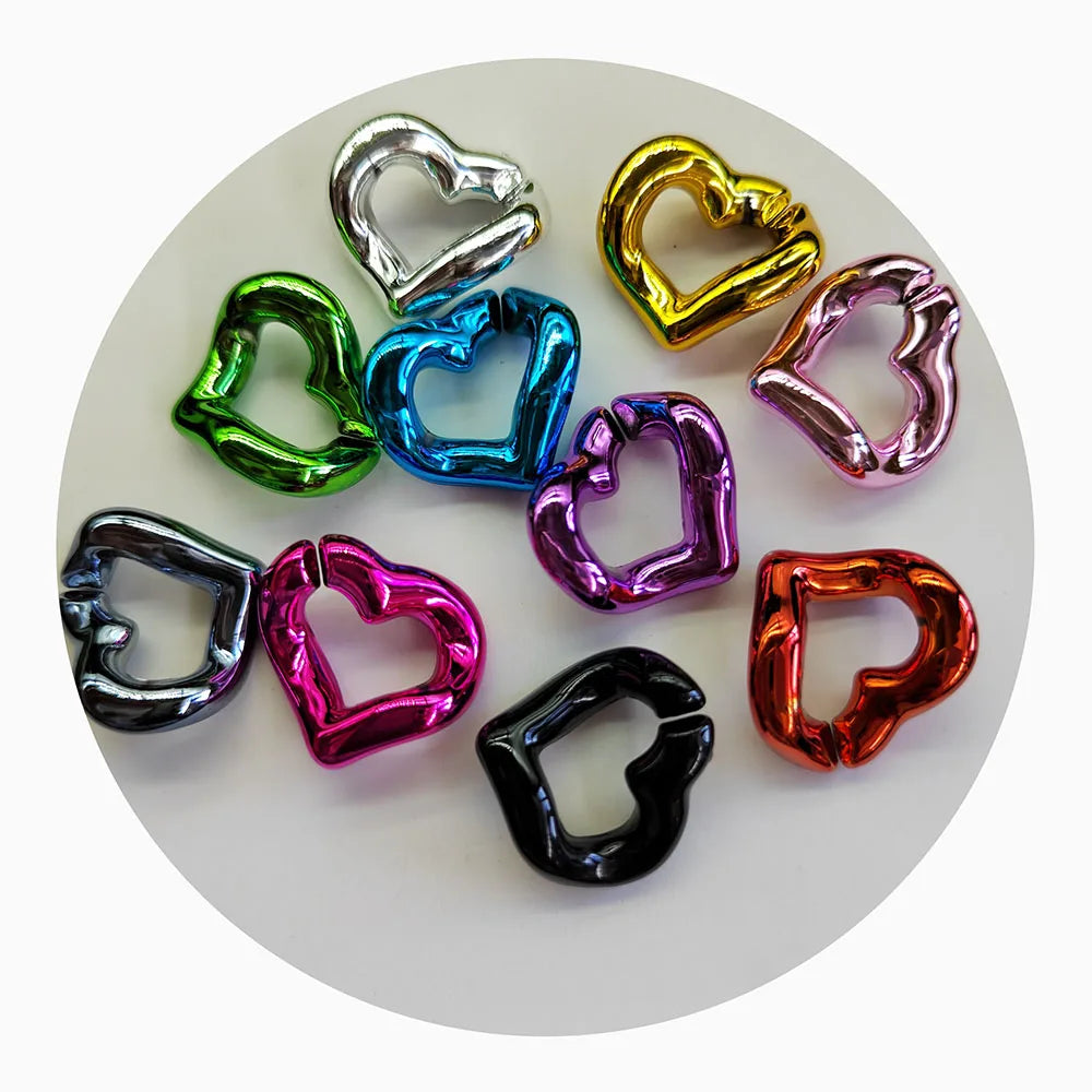 Bulk Acrylic Open Link Plated Plastic Heart Chain Ring 100pc/lot Multi Color Chain Loop for Phone Strap Bag Shoulder Making