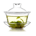 Traditional Coffee & Tea Set 200ml Eco-Friendly Chinese Glass Gaiwan Customizable Logo Tea Cup with Saucer Lid