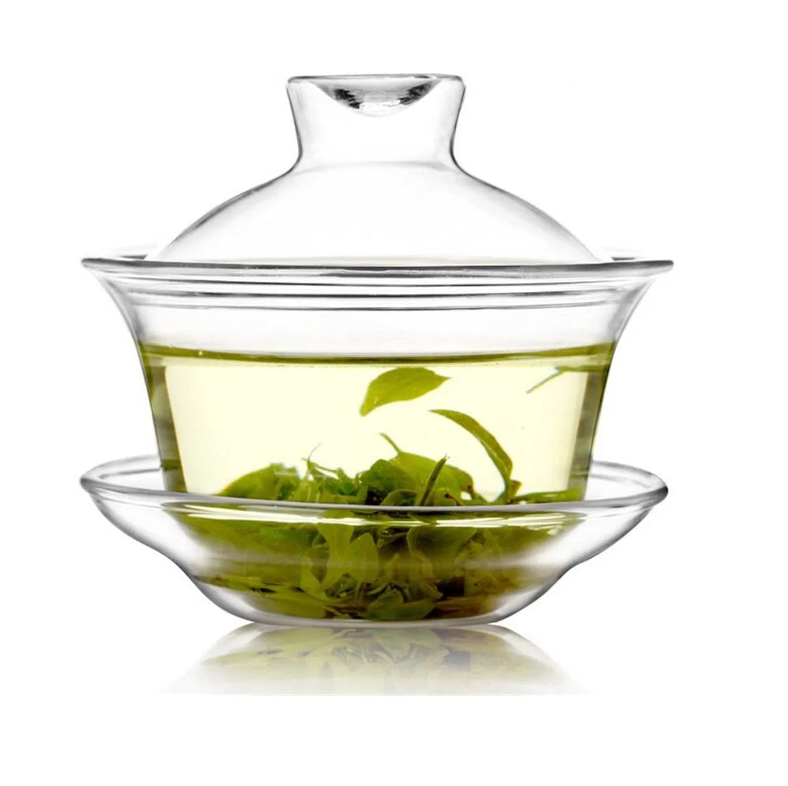 Traditional Coffee & Tea Set 200ml Eco-Friendly Chinese Glass Gaiwan Customizable Logo Tea Cup with Saucer Lid