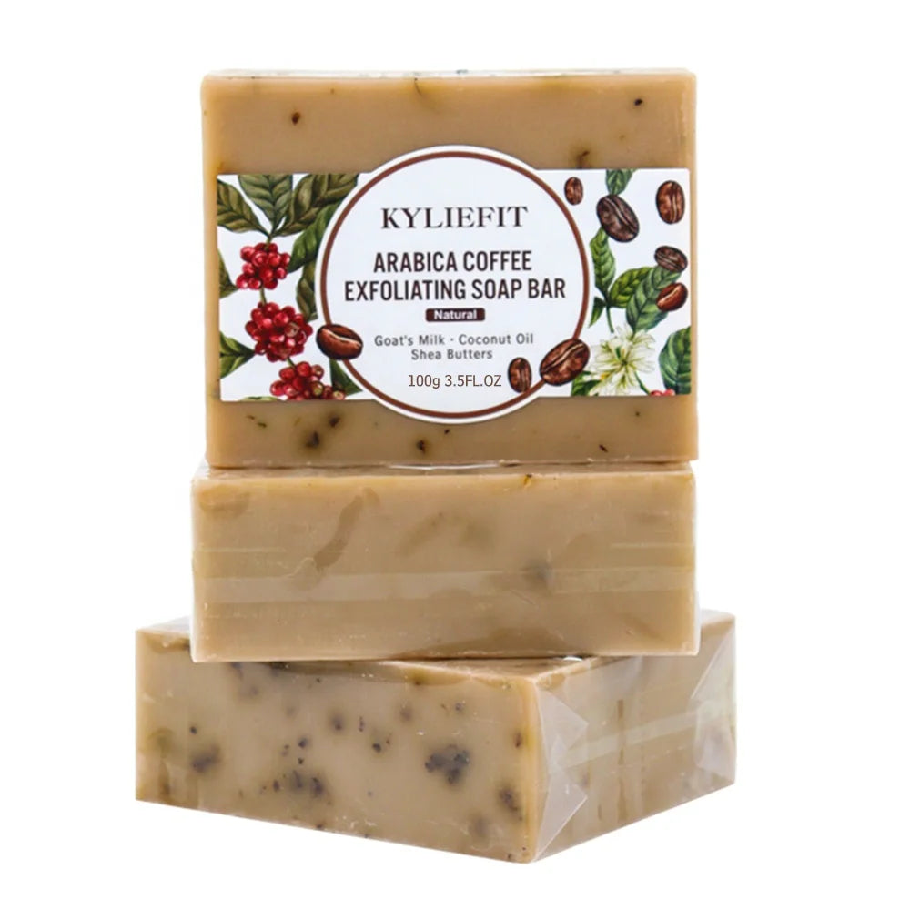 Arabic Coffee Goat's Milk Coconut Oil Shea Butter Rose Hip Oil Handmade Whitening Brightening Anti-Acne Gentle Bath Soap