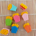 100Pcs/Bag 3D Mini Resin French Fries Food Ornaments Lovely Sweet Doll House Food Crafts for Phone Case Kitchen Room Decor