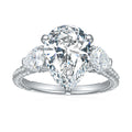 Customized Wedding Ring Pear 9x13mm 5CT Moissanite Gold Plated 925 Sterling Silver Moissanite Rings