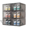 Transparent Foldable Plastic Sneaker Stackable Shoe Storage Boxes Front Drop PP Drawer Type Magnetic Clear Shoe Box