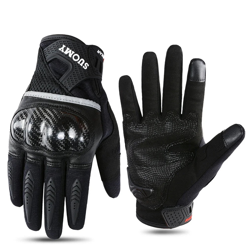 SUOMY Carbon Fiber Protection Motorcycle Riding Gloves Summer Breathable Motocross Racing Gloves Men Motorbike Bike Hand Gloves