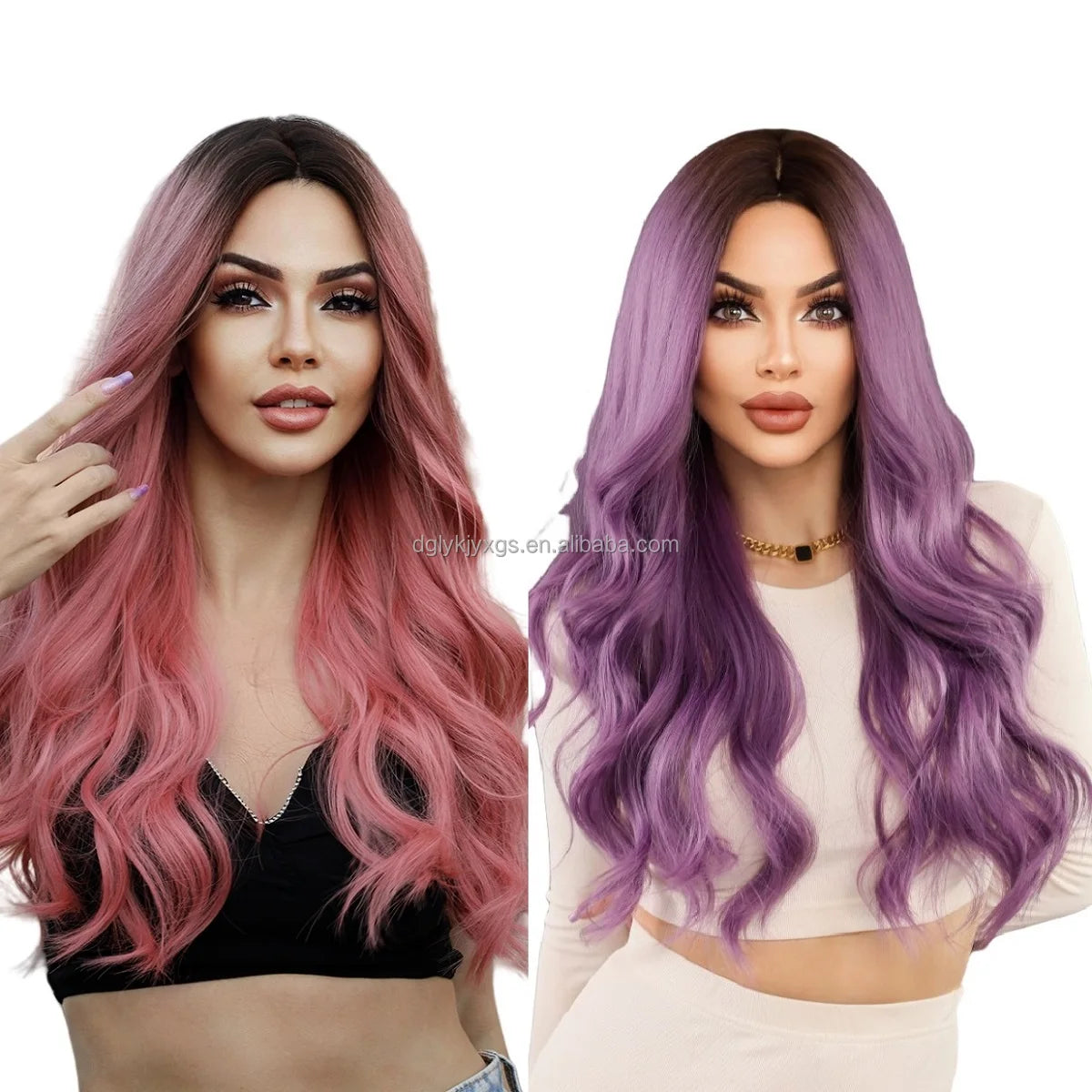Europe and America Hot Sales Medium Gradient Long Curly Wig with Large Wavy Synthetic Wig Cosplay and Daily Wear for Women Hair