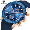 BENYAR 5140 Men Watch Fashion Blue Silicone Band Waterproof Quartz Watches Men's Multifunction Chronograph Luminous Luxury Wrist