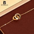 925 Sterling Silver Fine Jewelry Korean Minimalist Two-Tone Connection Necklace Rings Crossed Pendant Necklaces for Women