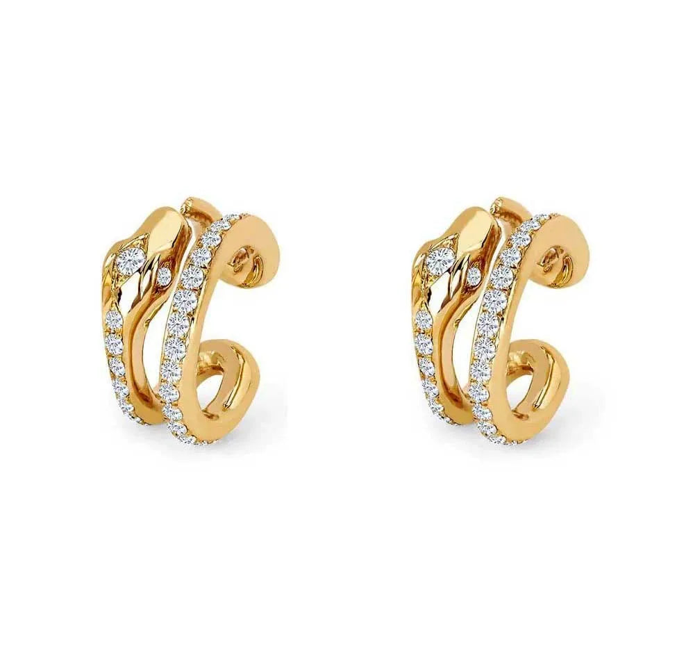 Milskye Custom Classic Timeless 925 Silver 18k Gold Snake Zircon Earrings