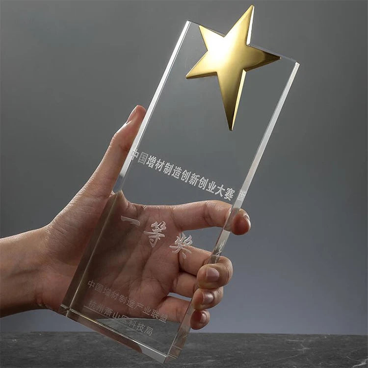 Wholesale Blank Star Crystal Trophy Custom Laser Engraving Crystal Trophy Award for Souvenirs
