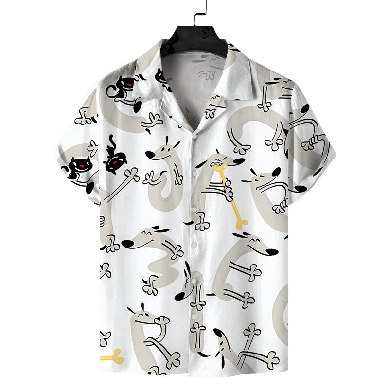 Hot Sale Men Dress Shirts Summer Tropical Beach Shirts Loose Fit Button up Aloha Hawaiian Shirt