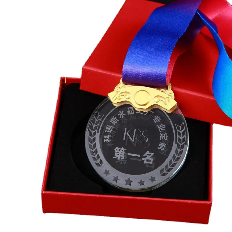 Personalized Souvenirs Gift Wholesale Glass Medal Award Stock Crystal Blank Trophy MH-NJ00832