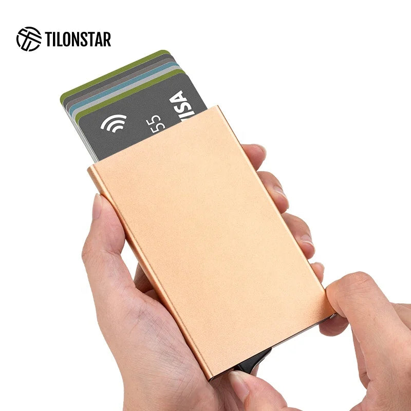Design Slim Wallet with Front Pocket Protector Aluminum up to Hold 7 Cards Pop-up Credit Card Holder