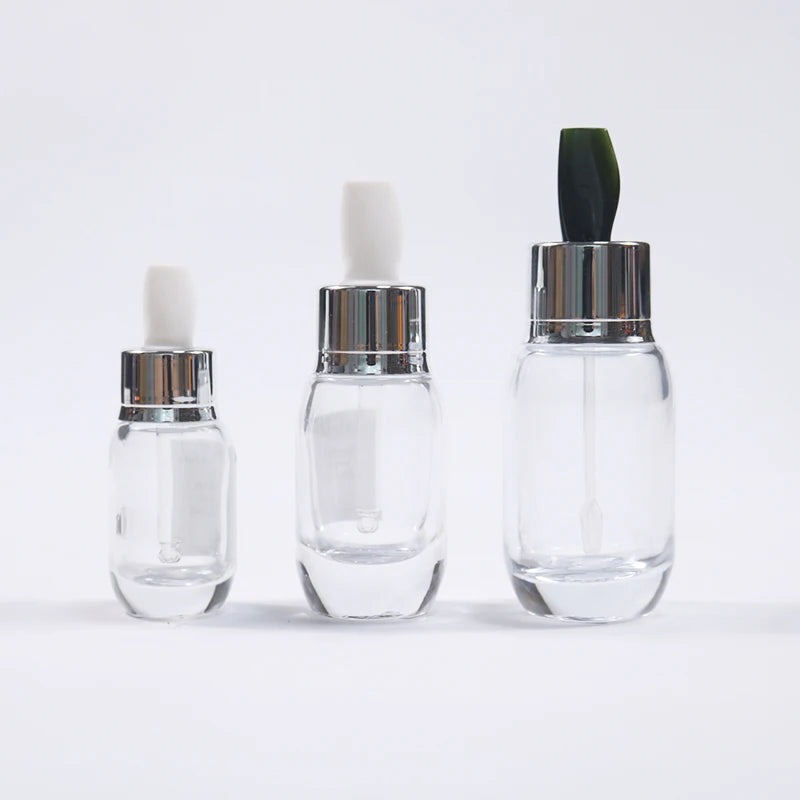 Wholesale 20ml 30ml 40ml Cosmetic Packaging Glass Serum Bottles Matte Clear Custom Color Screen Printing Dropper Bottle Rubber