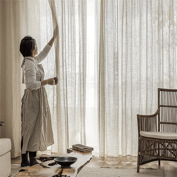 Home Decor Translucidus Natural Solid Colors Sheer Curtain Fabric Linen Sheer Curtain for Living Room