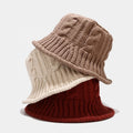 Landfond Accessory Winter Twist Hand Woven Fisherman's Hat Warm Coarse Acrylic Knitted Bucket Hat