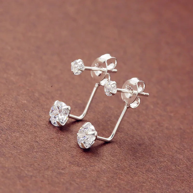 925 Sterling Silver Zircon Stud Earrings for Women Gold Plated Cute Style Wedding Jewelry Accessories Allergy Preventive Brincos