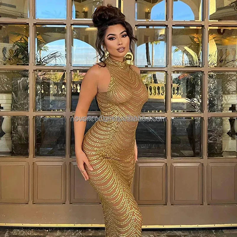 Elegant Ballroom Prom Dresses Evening Gowns Sparkly Striped Gold Bridesmaids Wedding Dress