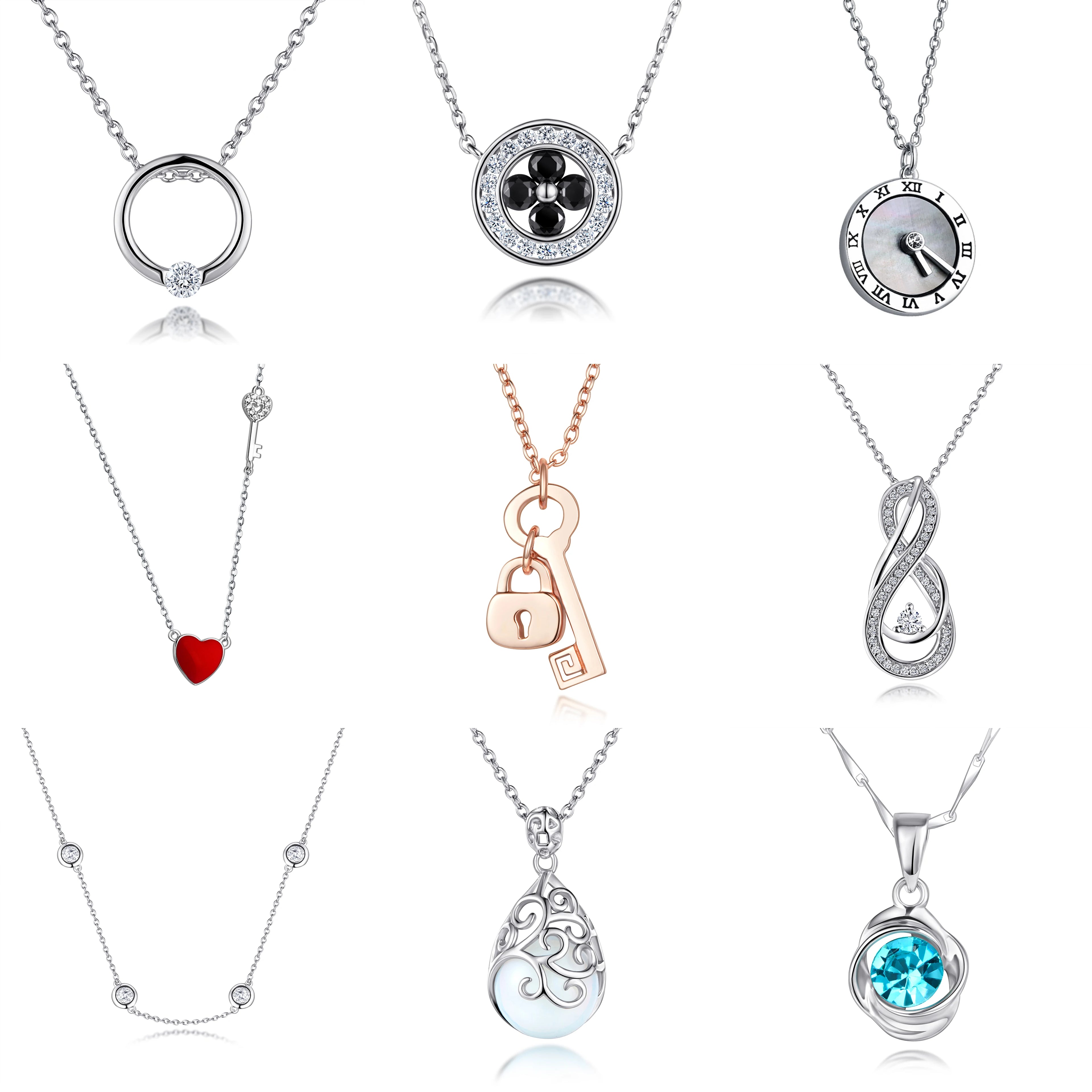 2025 New 925 Silver Rhodium Plated 5A Cubic Zirconia Women's Fashion Pendant Necklace