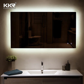 Modern LED Illuminated Full-Length Crushed Diamond Mirror Rectangular Aluminum Standing Floor Graphic Design Solution