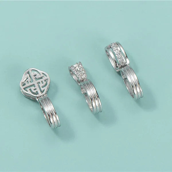 Fine Necklace Clasp 925 Sterling Silver Micro Zircon Pendant Clasps for Jewelry Jade Gemstone Clasp Making Finding