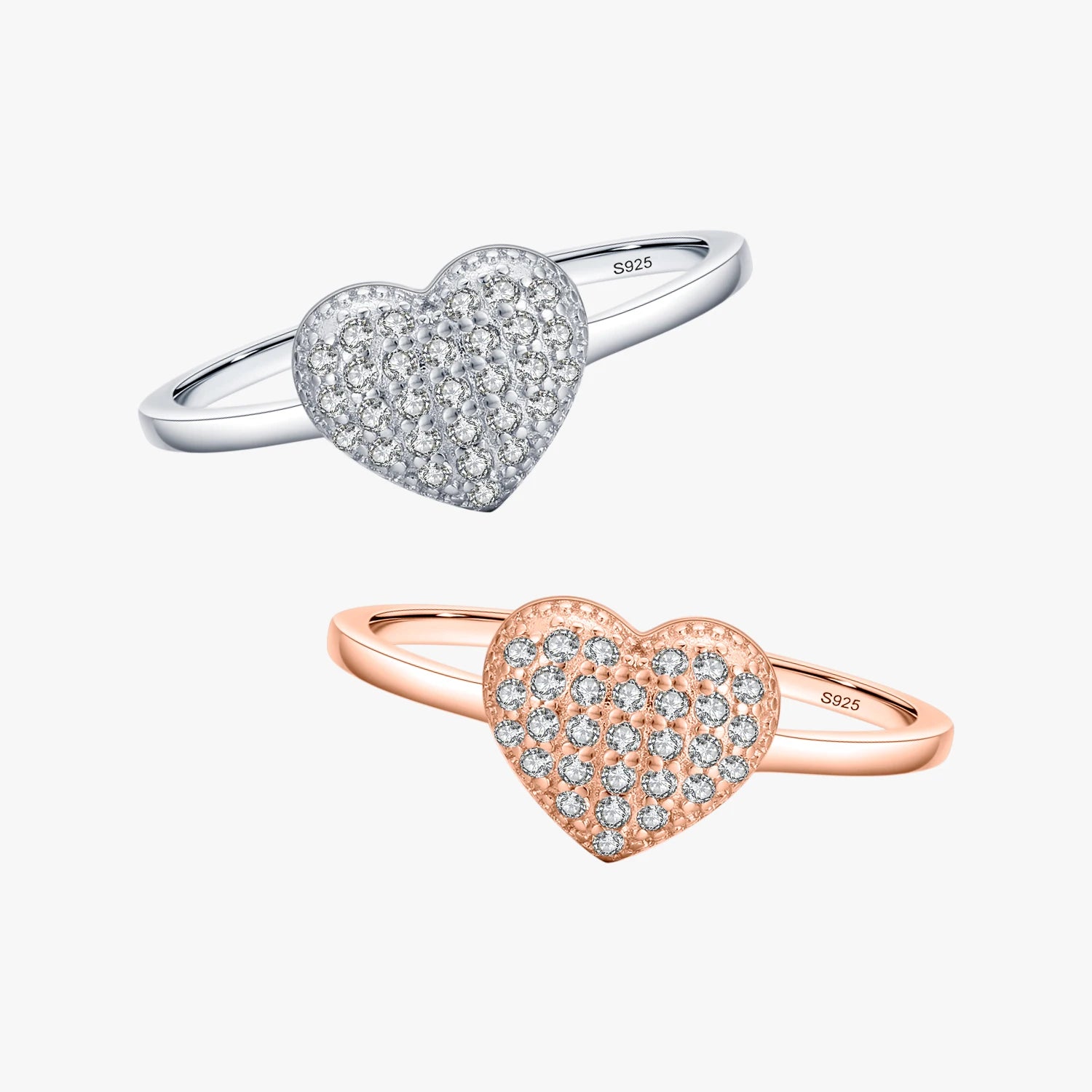925 Sterling Silver Fine Jewelry Valentine Day Gift Delicate Dazzling Cubic Zirconia Heart Cluster Ring for Women