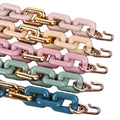 Trendy Temperament Quadrangle Resin Necklace Multicolor Hollow Square Glossy Acrylic Long Chunky Link Chain Choker Necklace