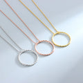 Minimalism Twisted Circle Necklace 925 Sterling Silver Twisted Round Circle Ring Pendant Necklace for Women